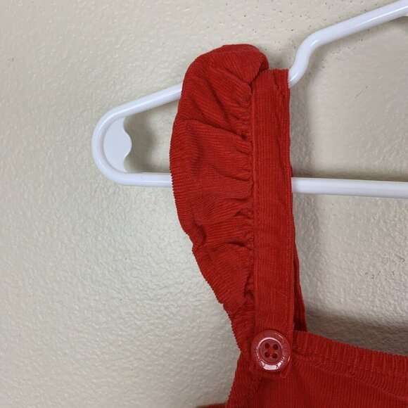 Cat & Jack Corduroy Dress Red Sleeveless Ruffle Sleeve Baby Girls 12 Months - Picture 5 of 10